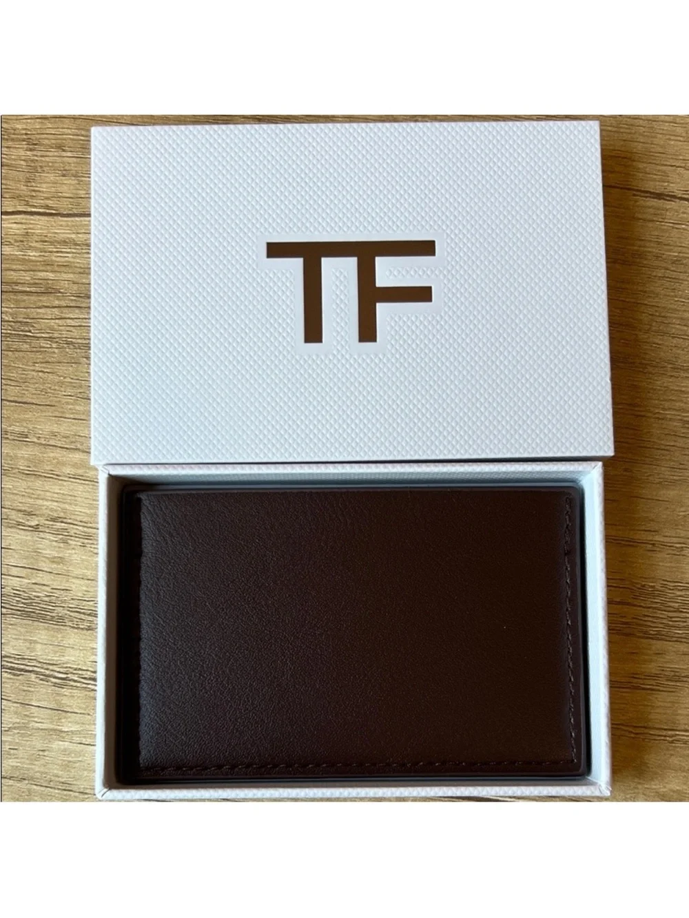 Tom Ford Mahogany Leather Card Holder with Mirror